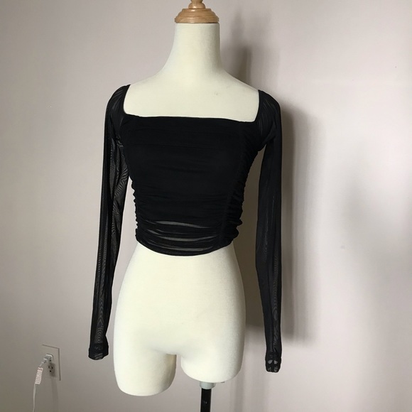UO Liana Mesh Long Sleeve Cropped Top - Picture 4 of 5